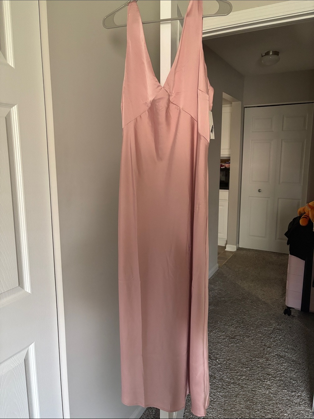 Satin V-Neck Slip Dress in Blush Pink - NWT - Picture 3 of 7